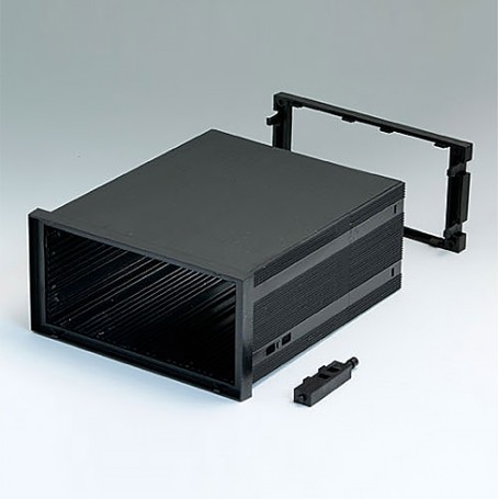 B6043091 / CAJA DIN-MODULAR TIPO A - PPO (UL 94 V-0) - black RAL 9005 - 144x72x156mm