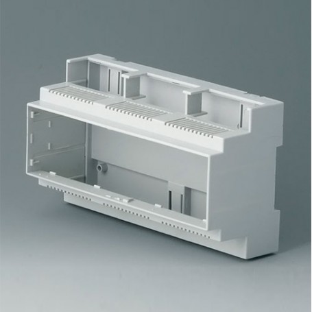 B6706103 / Caja para rail DIN RAILTEC C, 9 módulos, Vers. II - PC (UL 94 V-0) - light grey - 160x90x58mm