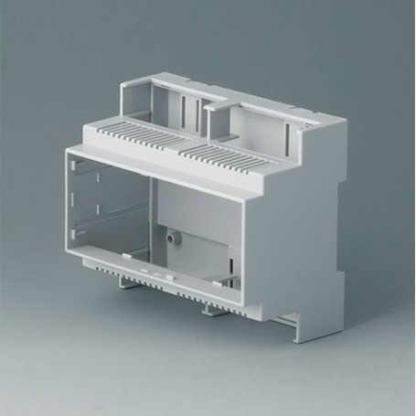 B6705102 / Caja para rail DIN RAILTEC C, 6 módulos, Vers. II - PC (UL 94 V-0) - light grey - 106x90x58mm