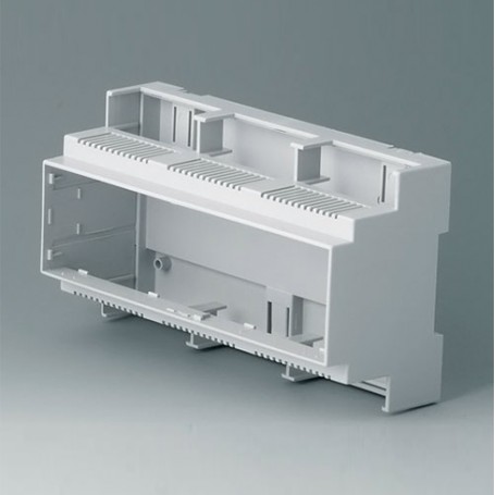B6706102 / Caja para rail DIN RAILTEC C, 9 módulos, Vers. II - PC (UL 94 V-0) - light grey - 160x90x58mm