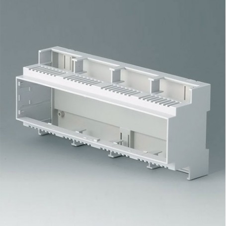 B6707102 / Caja para rail DIN RAILTEC C, 12 módulos, Vers. II - PC (UL 94 V-0) - light grey - 210x90x58mm