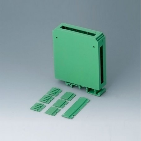 B6721521 / Caja para rail DIN RAILTEC CB ANCHURA 22.5 - PA 6 (UL 94 V-0) - green - 22,5x82x90mm