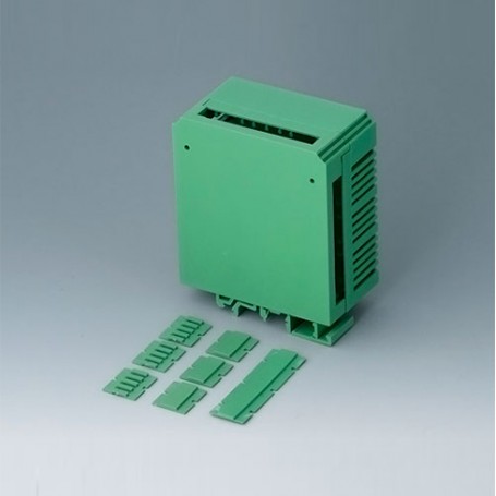 B6722521 / Caja para rail DIN RAILTEC CB ANCHURA 45.5 - PA 6 (UL 94 V-0) - green - 45,5x82x90mm