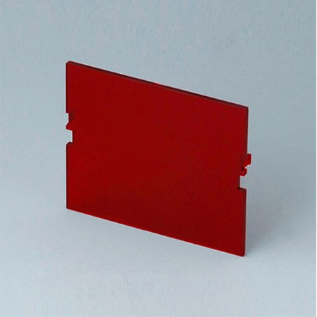B6602480 / Panel frontal, 3 módulos, Vers. VI - PC (UL 94 V-0) - red transparent - 49x42mm