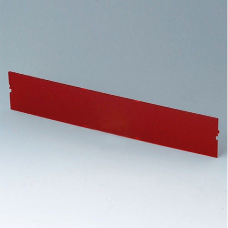 B6606480 / Panel frontal, 12 módulos, Vers. VI - PC (UL 94 V-0) - red transparent - 206x42mm