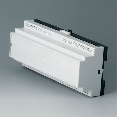 B6506110 / RAILTEC B, caja para carril DIN de 12 módulos, Vers. V - PC - light grey - 210x90x58mm
