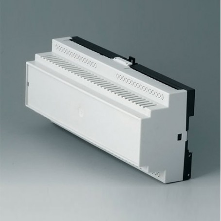 B6506119 / RAILTEC B, caja para carril DIN de 12 módulos, Vers. V - PC - light grey - 210x90x58mm