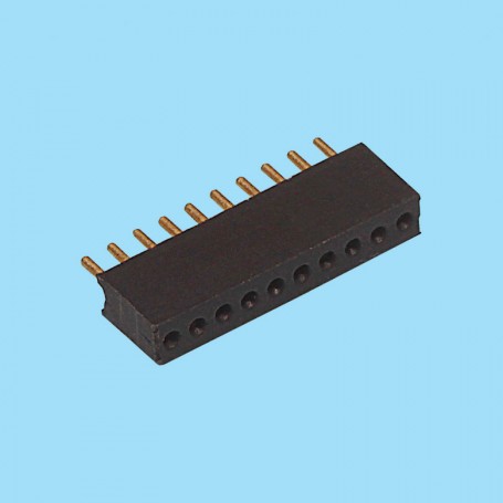 8360 / Conector hembra recto simple fila pin torneado - Paso 1.27 mm