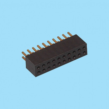 8361 / Conector recto doble  fila pin torneado - Paso 1.27 mm