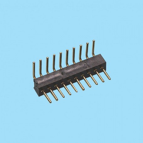 8353 / Conector macho  acodado simple fila pin torneado - Paso 1.27 mm