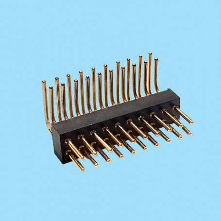 8354 / Conector macho  acodado doble fila pin torneado - Paso 1.27 mm