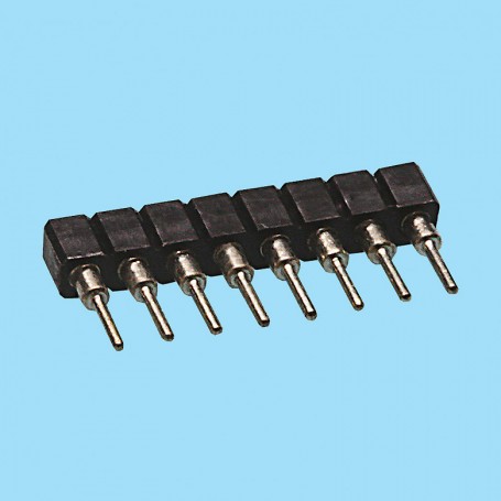 8377 / Conector hembra recto simple  fila pin torneado - Paso 2.00 mm