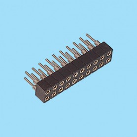 8376 / Conector hembra recto doble  fila pin torneado - Paso 2.00 mm