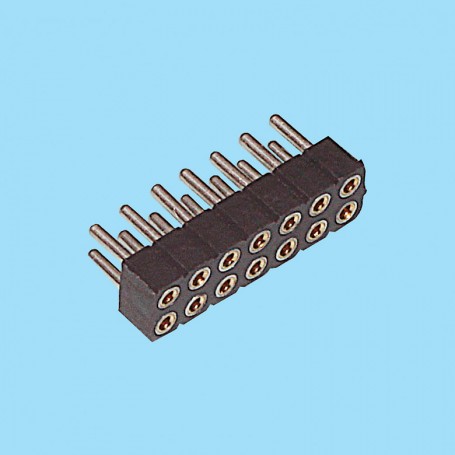 8378 / Conector hembra recto doble  fila pin torneado - Paso 2.00 mm