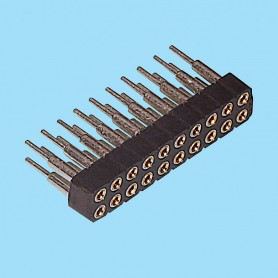 8380 / Conector hembra recto doble fila pin torneado - Paso 2.00 mm