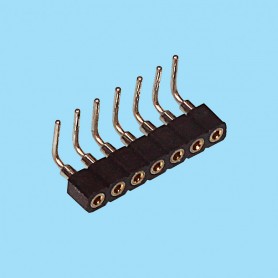 8381 / Conector hembra acodado simple fila pin torneado - Paso 2.00 mm