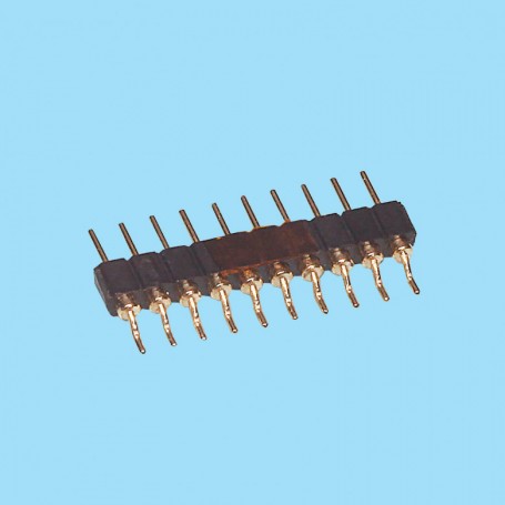 8374 / Conector macho SMD acodado simple fila pin torneado - Paso 2.00 mm