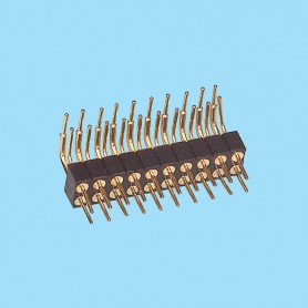 8373 / Conector macho acodado doble fila pin torneado - Paso 2.00 mm