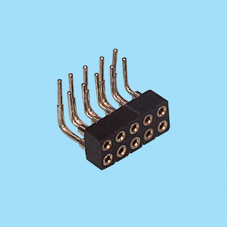 8382 / Conector hembra acodado doble fila pin torneado - Paso 2.00 mm