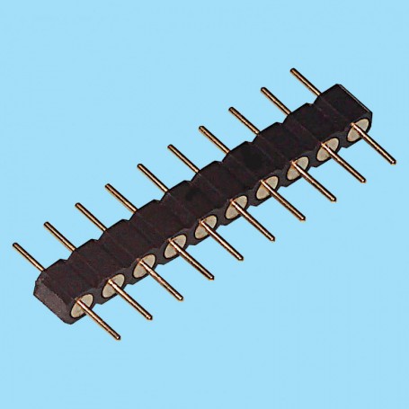 8412 / Conector macho recto simple fila pin torneado - Paso 2.54 mm
