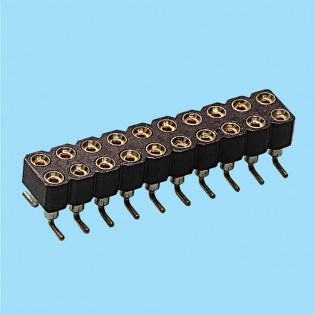 8409 / Conector hembra SMD recto doble fila pin torneado - Paso 2.54 mm