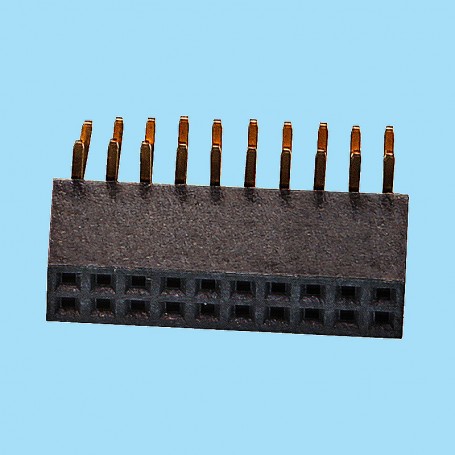 1310 / Conector hembra acodado doble fila para PCB - Paso 1,27 mm