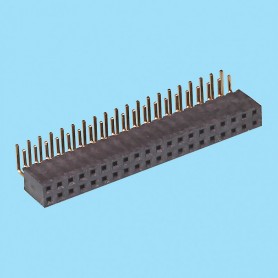 2095 / Conector acodado hembra doble fila PCB - Paso 2,00 mm