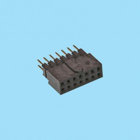 5553 / Conector hembra recto PCB doble fila [Diferentes alturas] - Paso 2,54 mm
