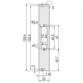 30849-754 / Panel frontal de perfil en U, apantallable, 3U 4HP mecanizado Sub-D 1 x 25 Pin