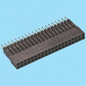 5452 / Conector hembra recto PCB doble fila [Diferentes alturas] - Paso 2,54 mm