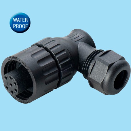 WA22K7TL1 | 6+PE Female cable connector with angled back shell