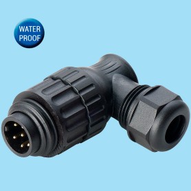 WA22J7TL1 | 6+PE Male cable connector with angled back shell