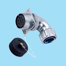 WS-ZR | In-line receptacle with angled back shell for metal-hose