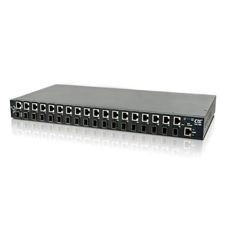 FMC-1800: 1U Managed GbE Media Converter Rack 18× 100/1000Base-T to 18× 100/1000Base-X SFP