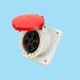63A-IP44 | CEE Panel mounted socket 15° angled - Flange: 114 x 114 mm
