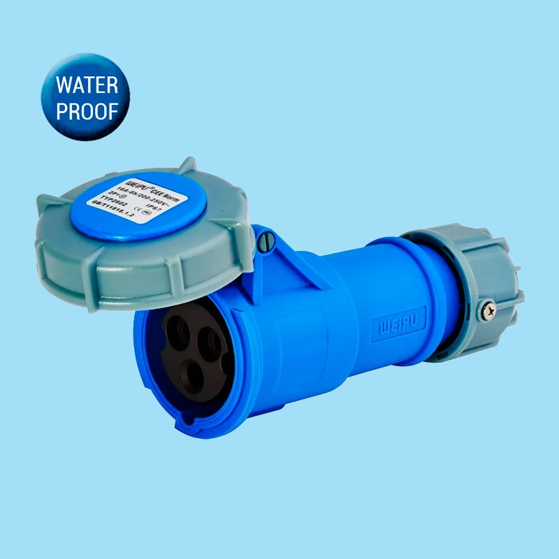 PCE 0132-6 16A, 230V, Cable Mount CEE Plug, 2P+E, Blue, IP67