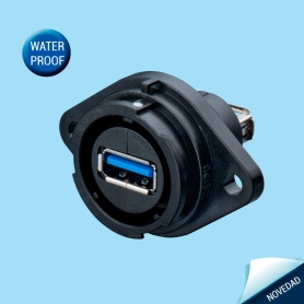 SY2513/SUSB3.0 | 2-hole flange receptacle with USB3.0 adapter