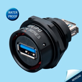 SA2412/SUSB3.0 | Rear-nut mount receptacle with USB3.0 adapter