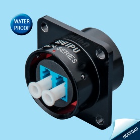 SA2413/SLC |Square flange receptacle with LC adapter. Aluminium data series with push-pull locking.