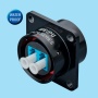SA2413/SLC |Square flange receptacle with LC adapter. Aluminium data series with push-pull locking.