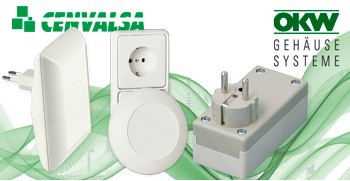 Cajas plásticas para electrónica de OKW con enchufes integrados