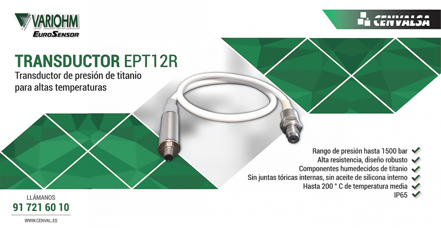 Nuevo sensor de presión duradero y compacto: Transductor de titanio EPT12R