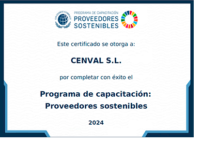 Certificado sostenibilidad CENVALSA